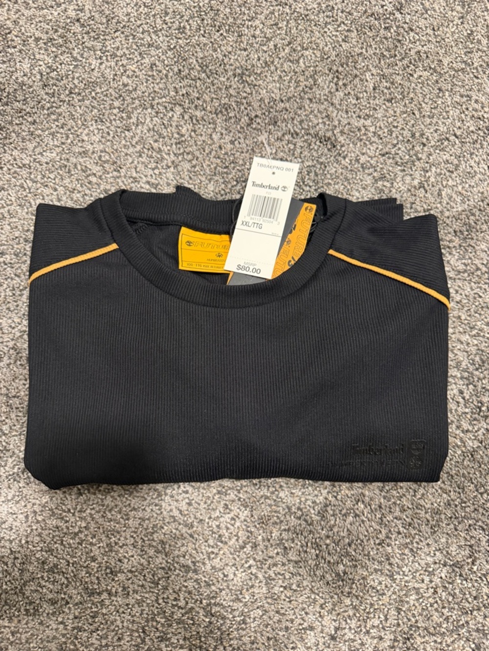 Timberland Black Tee with Yellow Contrast Trim - Picture 4 of 5